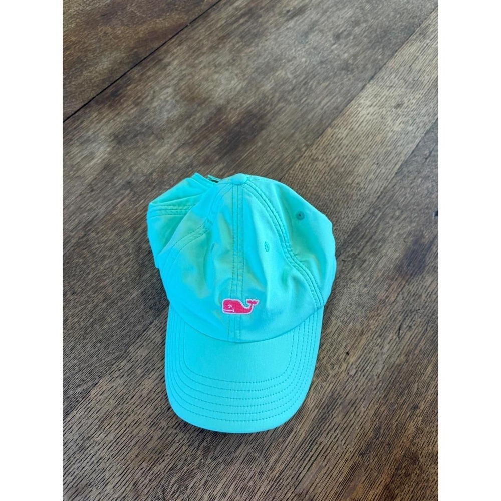 Vineyard Vines Aqua Turquoise Performance Baseball Hat Pink Whale Logo Cap